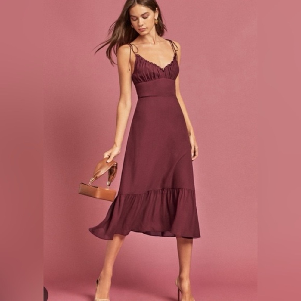 Reformation Embry Dress in Plum
